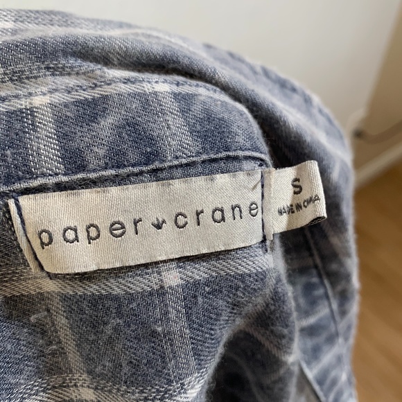 3/$25 Paper Crane Button Front Burnout Plaid Top - Picture 4 of 5